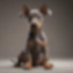 A stunning grey Doberman puppy sitting gracefully.