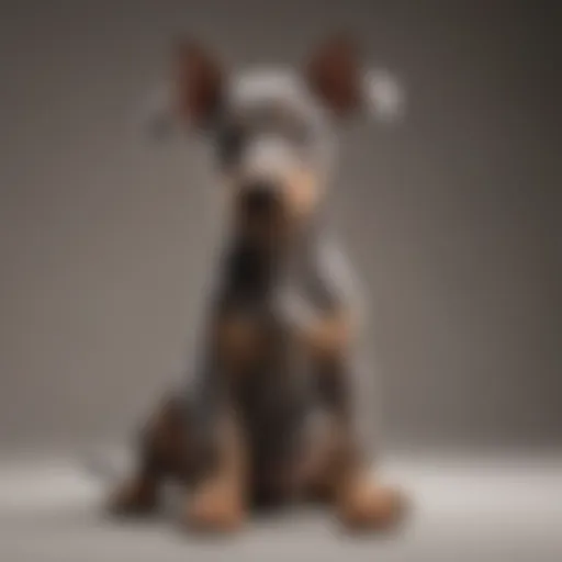 A stunning grey Doberman puppy sitting gracefully.