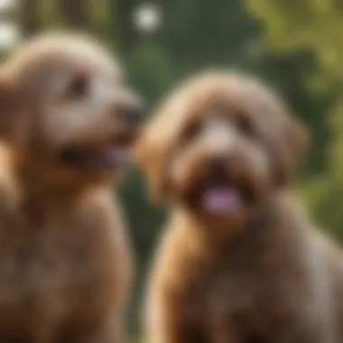 Outdoor Training Session with a Labradoodle Labradoodle enjoying outdoor training session with owner