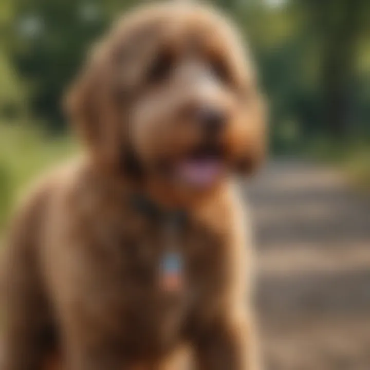 Owner rewarding Labradoodle with a treat during training