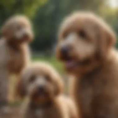 Socialization in the Park Labradoodle socializing with other dogs in a park