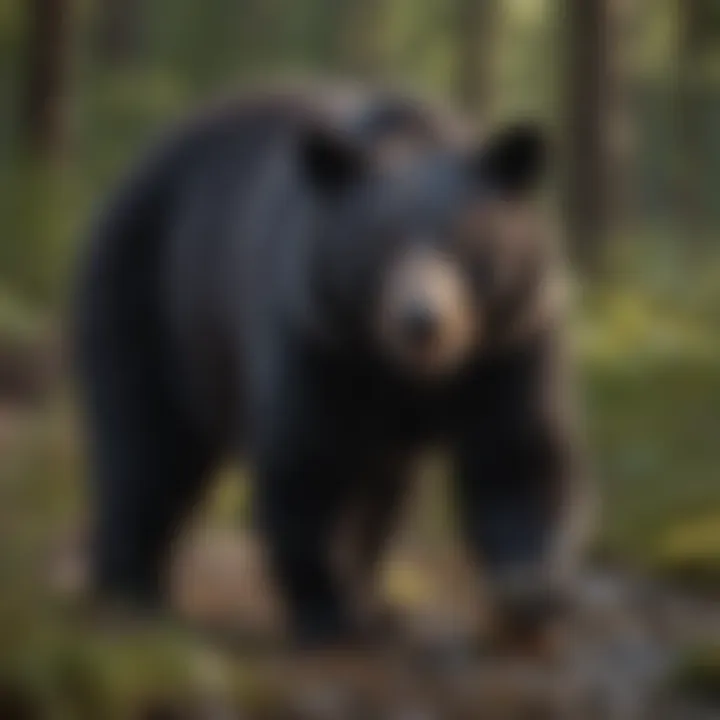 Black bear foraging for food in a diverse ecosystem