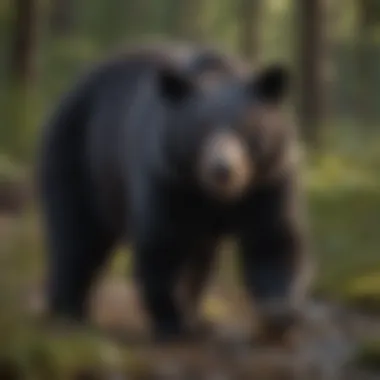 Foraging in a Diverse Ecosystem Black bear foraging for food in a diverse ecosystem