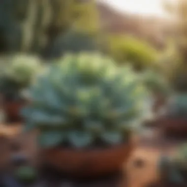 Aesthetic arrangement of large succulents enhancing outdoor space