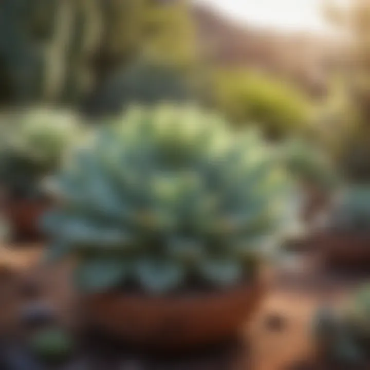 Aesthetic arrangement of large succulents enhancing outdoor space