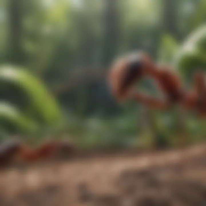 An illustration of ant communication through pheromones.