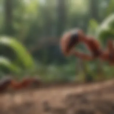 Ant Communication via Pheromones An illustration of ant communication through pheromones.