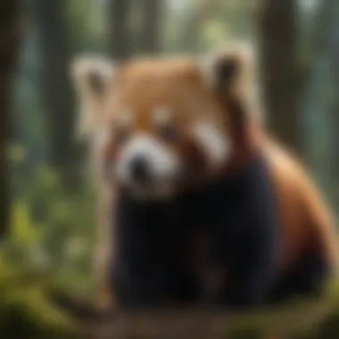 Red Panda in Natural Habitat A red panda exploring its natural habitat in the forest