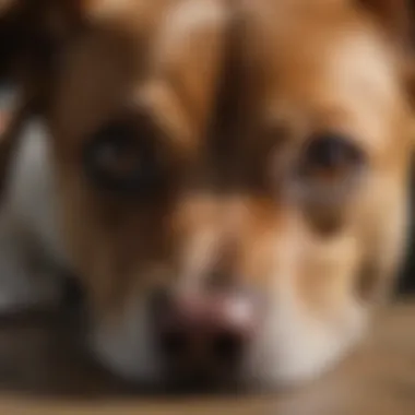 A close-up of a dog experiencing discomfort, illustrating the need for pain management.