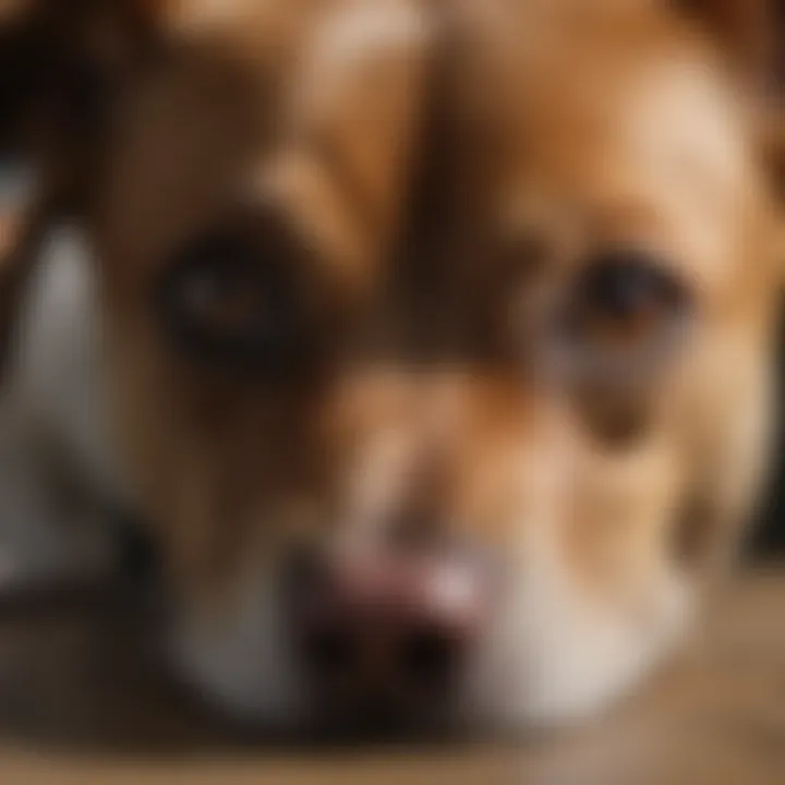 A close-up of a dog experiencing discomfort, illustrating the need for pain management.