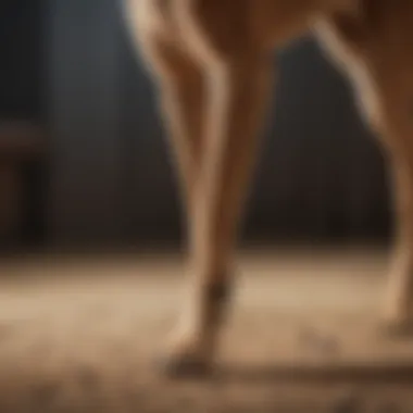 Close-up of a dog's hind legs showing weakness