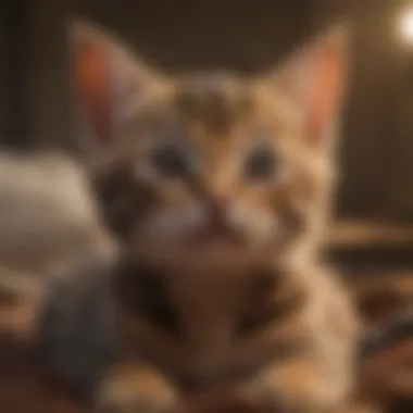 Bengal kitten interacting with its owner in a cozy environment