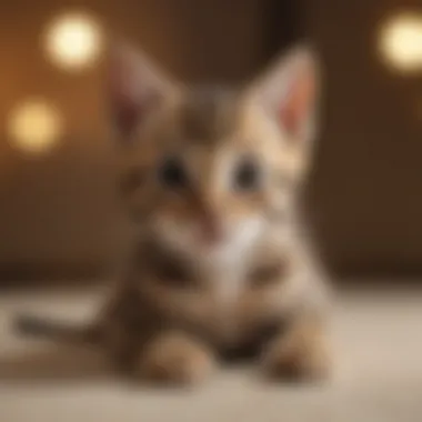 Bengal kitten lounging gracefully on a soft surface
