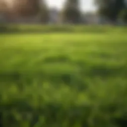 A vibrant green lawn with a rich texture, showcasing healthy grass.