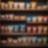 A variety of low fat dog food bags displayed on a shelf