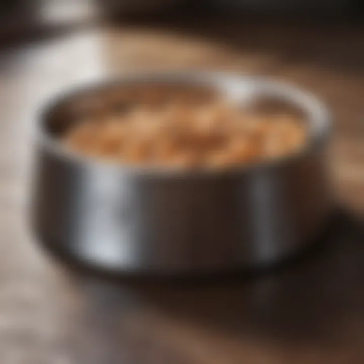 Stainless steel dog bowl showcasing durability