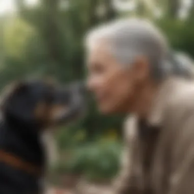 Gentle Nature for Companionship Medium-sized dog with a gentle temperament interacting with a senior