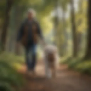 Daily Strolls Together Senior person enjoying a walk with a medium dog