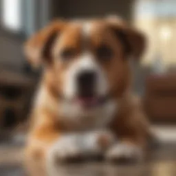 A happy dog receiving paw wipes treatment