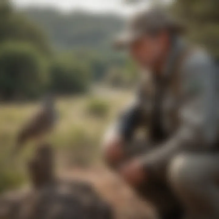 A birdwatcher observing rare species in the Texas Hill Country environment