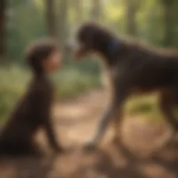 Playful Borderdoodle interacting with a child