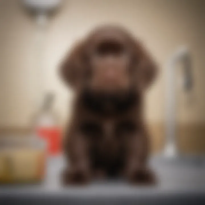 A healthy Boykin Spaniel puppy at a vet check-up, highlighting the importance of health care