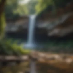 Cascading waterfall surrounded by lush greenery at Starved Rock State Park