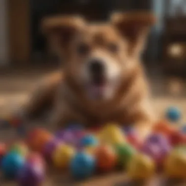 Playful Dog Named Luna A playful dog named Luna surrounded by colorful toys