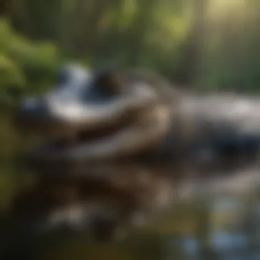 A powerful American alligator basking in the sun, illustrating its role in freshwater ecosystems