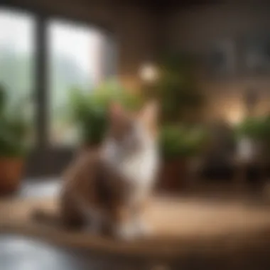 A lush indoor garden with cat-friendly planters enhancing the decor
