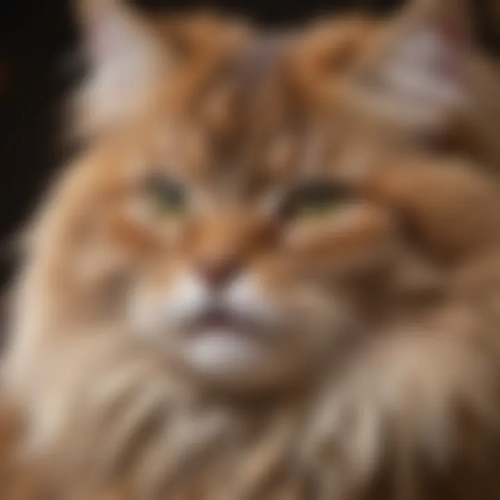 Close-up of a cat's matted fur before grooming