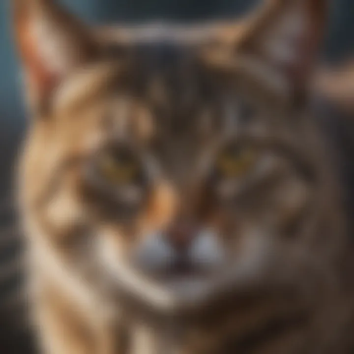 Close-up of a feral cat looking cautiously