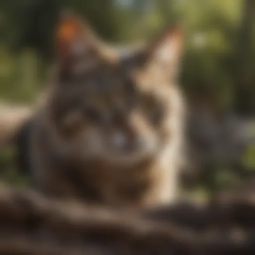 Feral cat in natural habitat observing surroundings