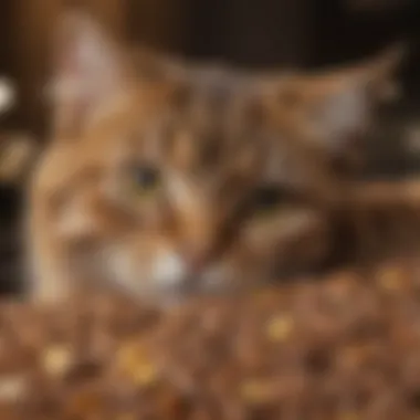 A close-up of chewy cat food showcasing its texture and ingredients