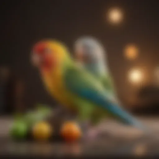 A colorful assortment of parakeet toys