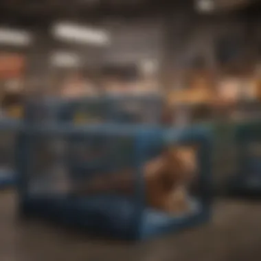 Different Dog Crate Types Various types of dog crates displayed in a pet store