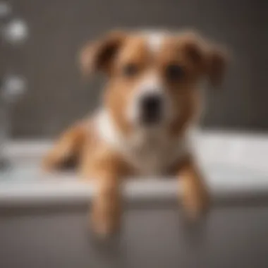 Bathing Your Dog for Skin Health A dog being bathed in a bathtub with gentle shampoo lather
