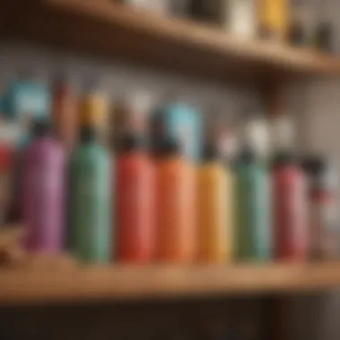 Choosing the Right Dog Shampoo A selection of dog shampoos on a shelf with labels highlighting key ingredients