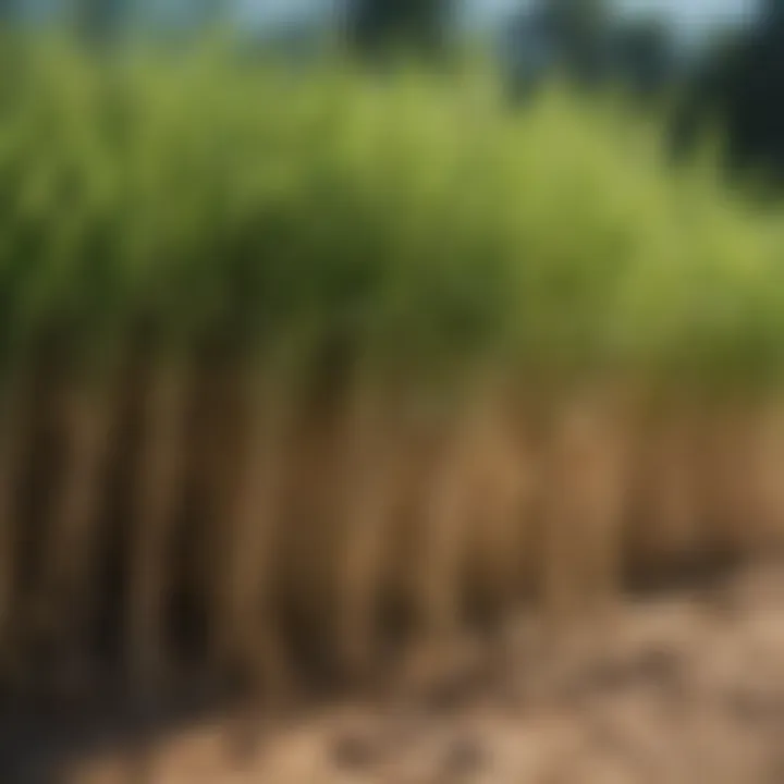 Close-up of zoysia grass roots illustrating drought resistance