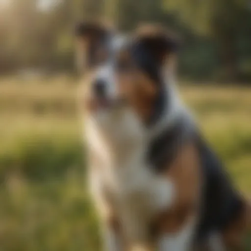 A beautiful collie dog standing in a grassy field