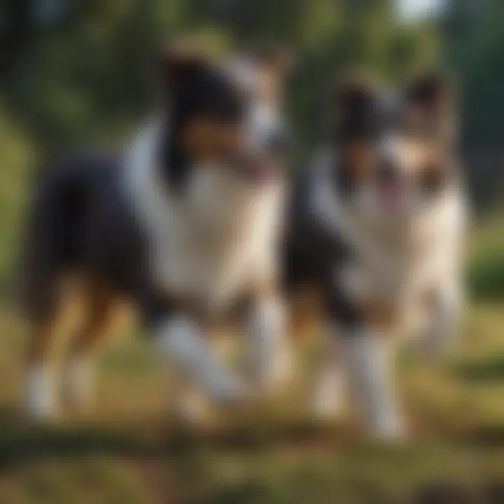 A group of collie dogs playing together