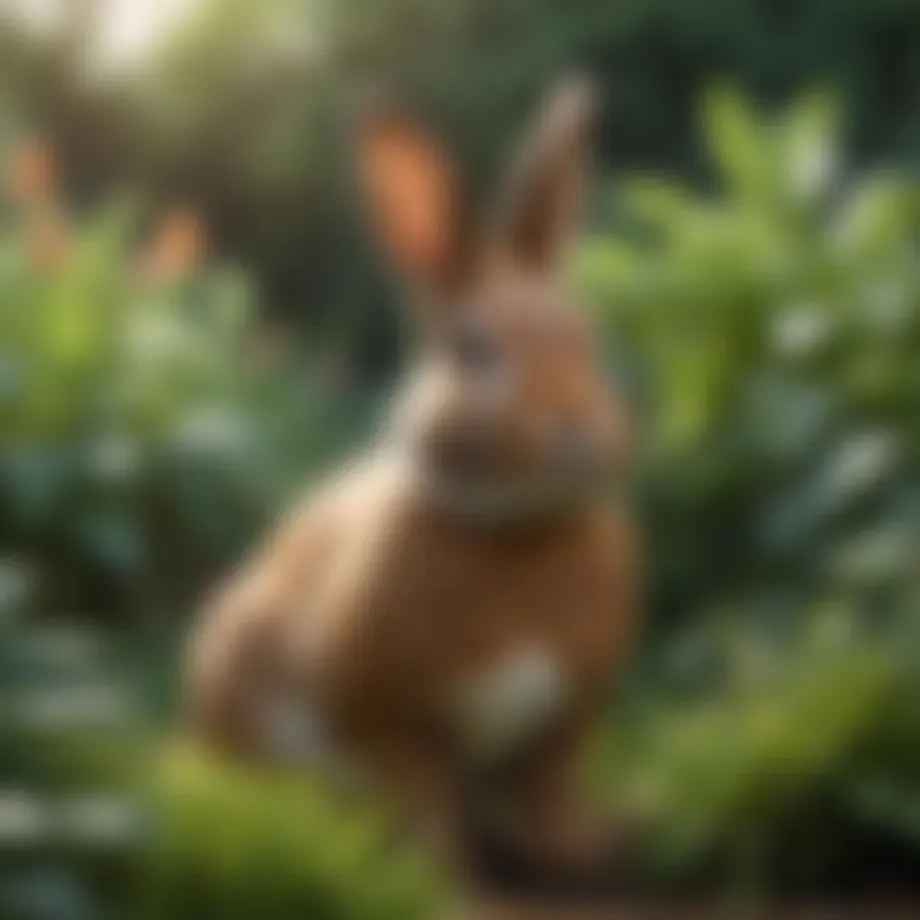 A healthy rabbit in a vibrant garden setting