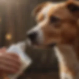 Close-up of a dog receiving antibiotic spray treatment