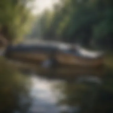 Alligator Gar in Its Natural Habitat A stunning alligator gar swimming in a Louisiana waterway