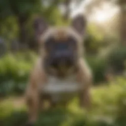 French Bulldog in a lush garden
