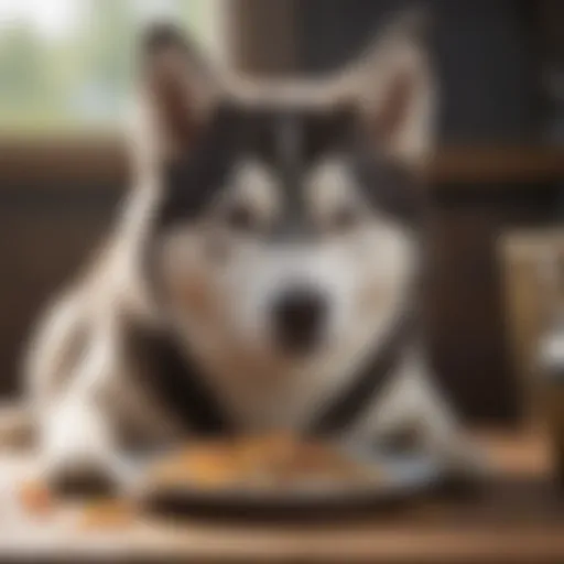 Siberian Husky enjoying a nutritious meal