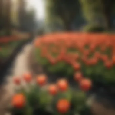Healthy Tulip Garden A well-maintained garden showcasing healthy tulips