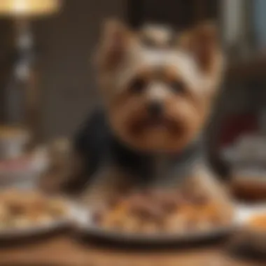 Yorkshire Terrier enjoying a homemade meal