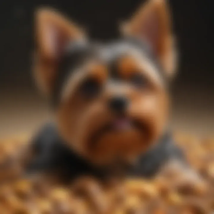 Close-up of premium Yorkie pet food kibbles