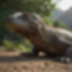 A majestic Komodo dragon basking in natural habitat